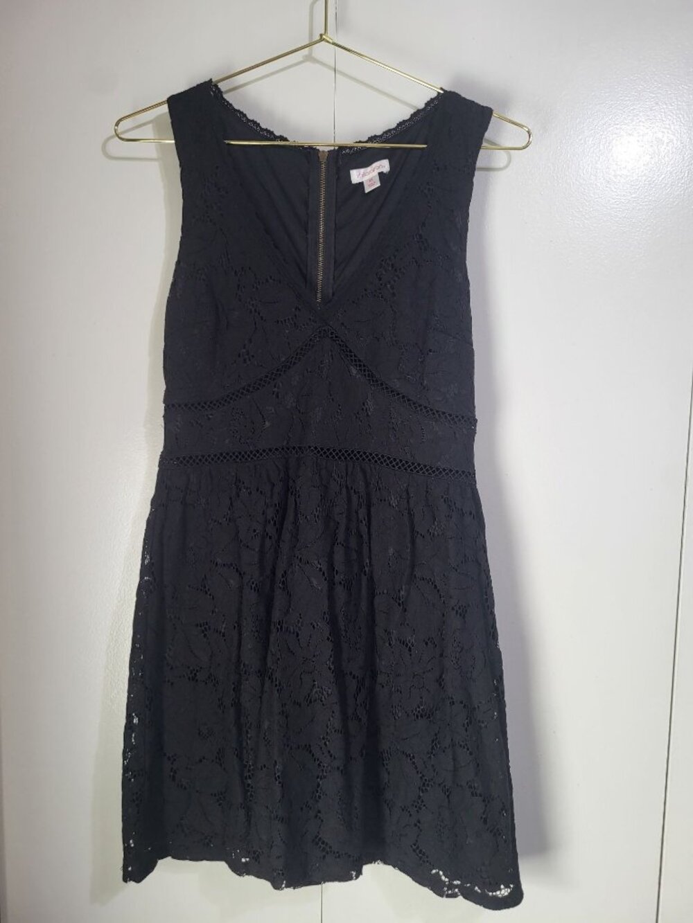 Xhilaration XS Black Floral Lace Flare Mini Dress Sleeveless Whimsigoth Vamp y2k - Picture 2 of 7